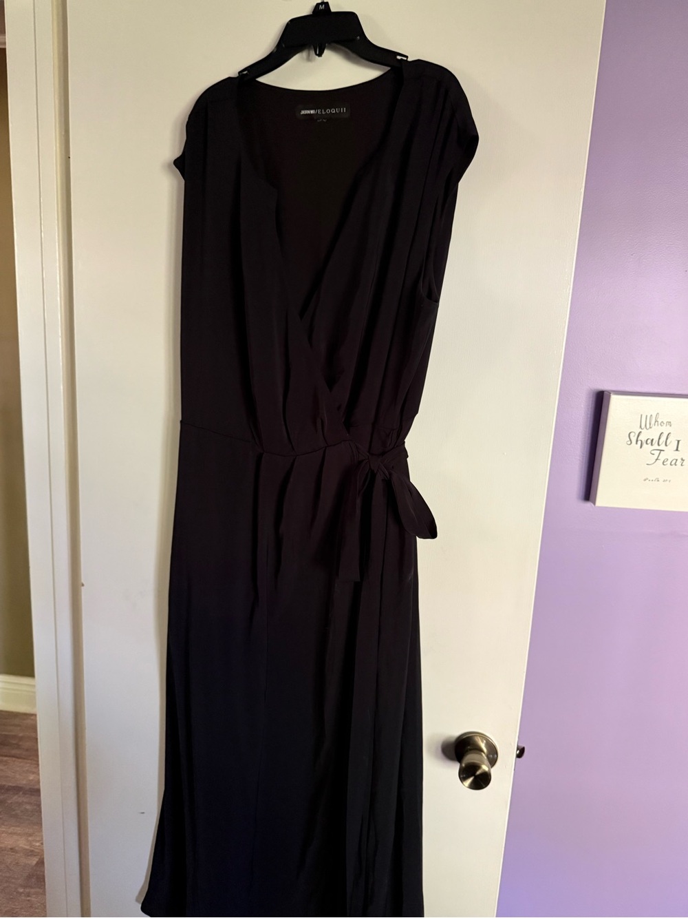 Jason Wu X Eloquii Black Maxi Wrap Dress with Waist Tie